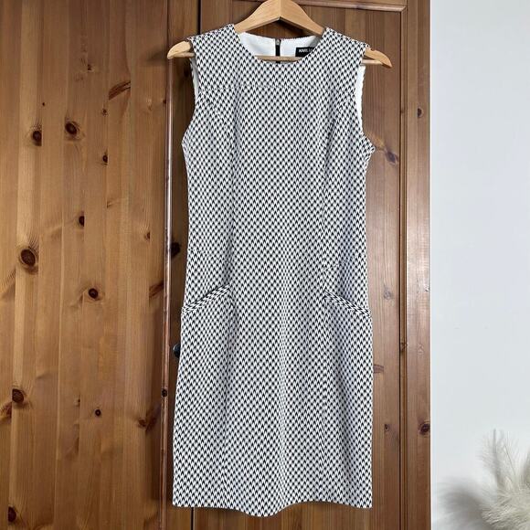 Karl Lagenfeld Chevron Check Sheath Dress Womens 6 Classic Workwear Professional - Picture 1 of 8